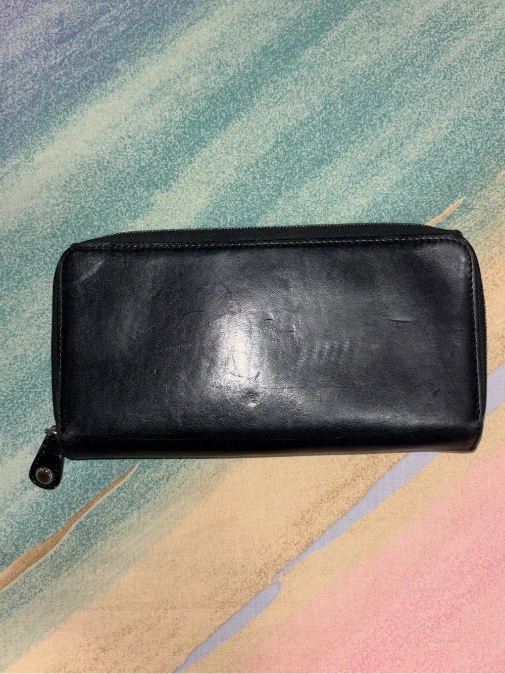 Coach vintage black leather checkbook wallet legacy 3trifold wallet